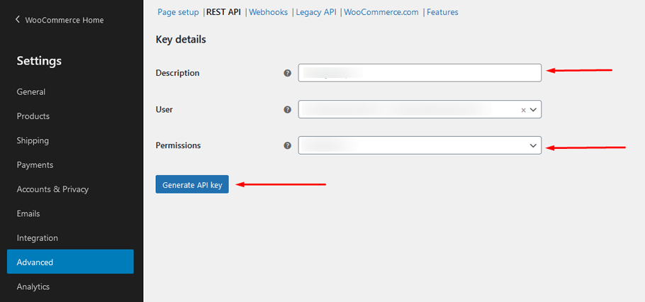 Obtaining WooCommerce Consumer Key and Consumer Secret