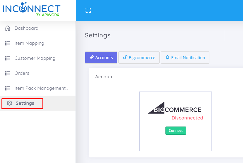 Inconnect - Bigcommerce and Intacct Integration Guide