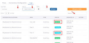 Flows Feature from BrightPearl to WooCommerce