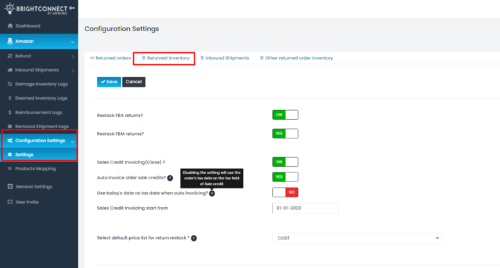 Amazon Feature: Auto invoicing sales credits after 30 days